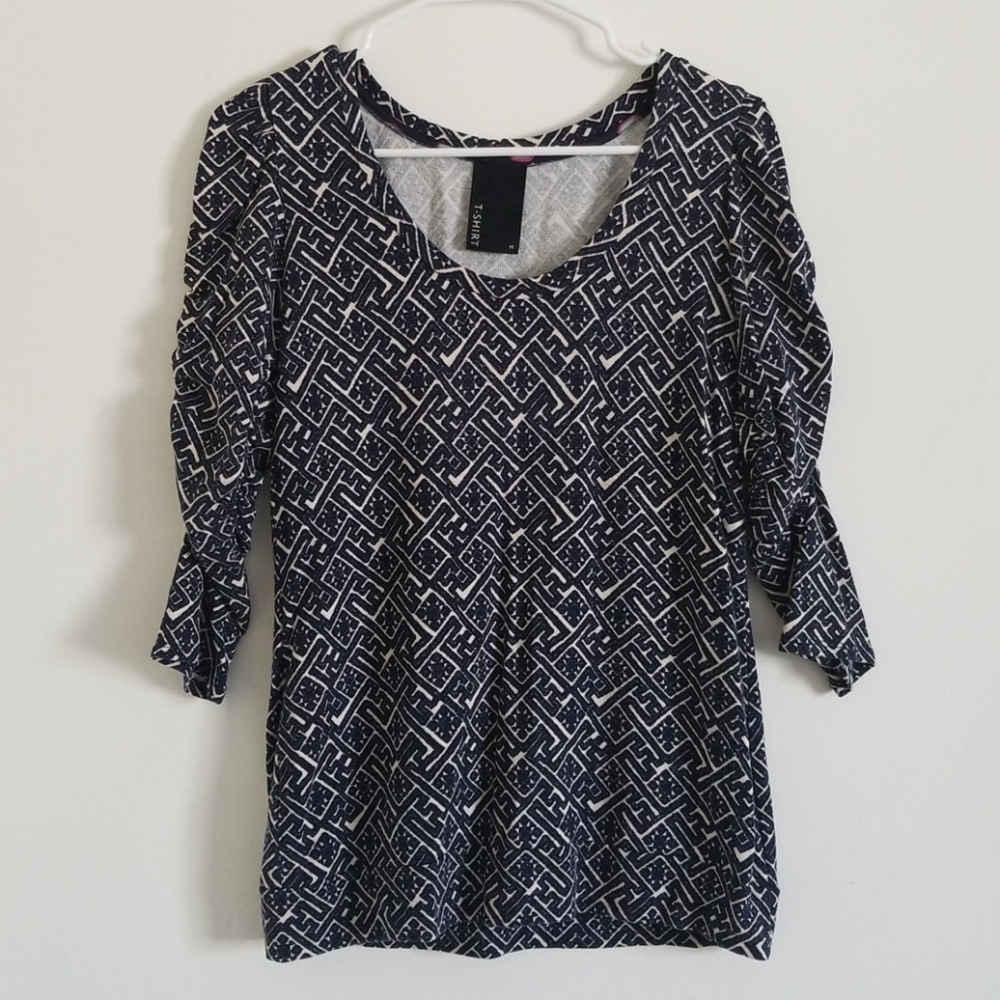 Anthropologie Dolan T-Shirt tribal print blue M